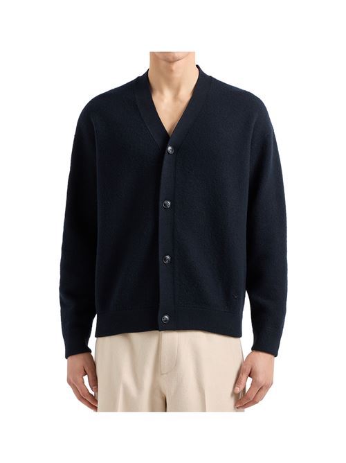 CARDIGAN SCOLLO V IN LANA VERGINE EFFETTO FELPA EMPORIO ARMANI EMPORIO ARMANI | 6D1MX61MJEZ920
